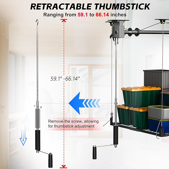 Garage Ceiling Storage Racks,4x4 FT Garage Storage Lift with Secure Lock,Heavyweight Overhead Rack for Easy Up Down,Industrial Elevator System Holds 400 Lbs