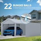 ADVANCE OUTDOOR Replacement Sidewall Tarp for 10/12x20 ft Carport Canopy, Heavy-Duty Waterproof & UV Protected, Easy Installation with Ball Bungees, Sliver Gray, One Sidewall Only