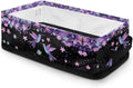 Narrow Storage Bin Toilet Tank Topper Baskets Universal Fabric Baskets Rectangular Foldable Storage Caddy Container for Towels Bathroom Essentials, Blue Violet Hummingbird Flower Black