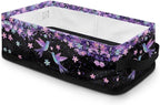 Narrow Storage Bin Toilet Tank Topper Baskets Universal Fabric Baskets Rectangular Foldable Storage Caddy Container for Towels Bathroom Essentials, Blue Violet Hummingbird Flower Black
