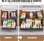 1 Pack Expandable Under Sink Organizers And Storage With Upgrade Ball-Bearing Slide Tracks,2-Tier Pull Out Under Cabinet Organizer Height Adjustable,Slide Out Under Sink Drawers-Black(Patent Pending) | Expandable, Under Sink, Pull Out, Height Adjustable