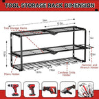 Power Tool Organizer Wall Mount, 150Lbs 3 Layer Metal Tool Storage Rack with 7 Cordless Drill Holder Heavy Duty, Battery Drills Storage Tool Organizer for Workshop,Garage,Tool Room,Pegboard