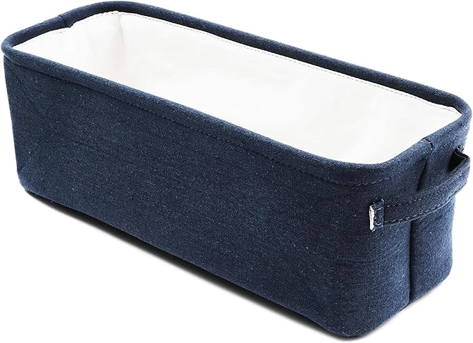 Juvale Jute Toilet Tank Basket - Space-Saving Navy Back-of-Toilet Organizer - Countertop Bathroom Organizer & Bath Tissue Holder - Navy Bathroom Basket for Decor & Organization - Blue, 16" x 6" x 5.5"