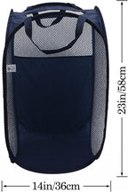 AQQA 6 Pcs Handy Laundry Collapsible Mesh Foldable Hampe (Black/White/Blue),Popup Laundry Basket with Durable Handles,Pop-up Mesh Hamper Dirty Clothes Basket for Kids Room, College Dorm or Travel