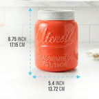 Comfify Wide Mouth Mason Jar Utensil Holder Decorative Kitchenware Organizer Crock, Dishwasher Safe - Kitchen Caddy, Large Size 7" High - Coral