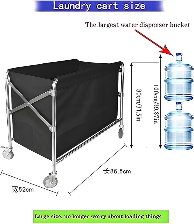 Commercial Laundry Cart with Wheels Collapsible Laundry Cart (400L), 12 Bushel Heavy Duty Industrial Rolling Baskets Trucks with Steel Frame and Waterproof Oxford Cloth, 300 Lbs Weight Capacity