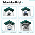 ADVANCE OUTDOOR 10x20 ft Heavy Duty Carport, Adjustable Height Garage Car Canopy Party Tent Boat Shelter, Green