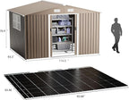 Kullavik 10FT x 8FT Outdoor Storage Shed with Window,Floor and Lockable Doors,Waterproof Metal Garden Tool Shed,Galvanized Steel shed for Backyard,Garden,Patio