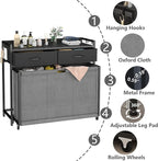 Laundry Hamper Laundry Basket with 3 Section Pull-Out Rolling Bags, Laundry Sorter for Organization and Storage with 2 Pull-Out Drawers for Laundry Room, Bathroom, Bedroom Use (Black)