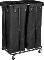 Household Essentials 2-Bag Rolling Laundry Sorter, Black