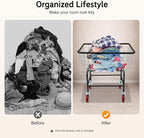 26"H Laundry Cart, 4 Universal Wheels Steel Wire Laundry Cart, Rolling Laundry Basket with Rod Rack for Homes, Hotels, Bathrooms, And Commercial Laundries (A)