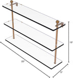 Allied Brass MA-5/22 Mambo Collection 22 Inch Triple Tiered Glass Shelf, Brushed Bronze
