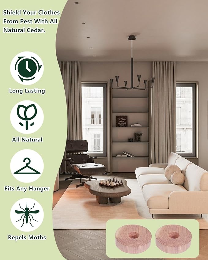 Cedar Balls for Clothes Storage, Aromatic Scent Cedar Wood Balls for Kitchen, Closets Storage and Drawers Freshener, 60 Pack