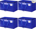 StorageRight Heavy Duty Moving Boxes-Moving Bags with Zipper, Reinforced Handles and Tag Pocket-Collapsible Moving Supplies-Totes for Storage Great for moving, Storage and Travel 93L(Blue-4 Pack)