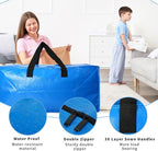 4 Pack Heavy Duty Extra Large Moving Bags - Strong Handles& Backpack Straps - Blue Storage Bags Alternative to Moving Boxes Bins, Packing bag Compatible with Ikea Frakta Cart