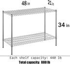 21" Deep x 48" Wide x 34" Height Wire Shelving Kit | 2-Tier | NSF Commercial Storage Rack Unit
