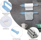YeeBeny Blue Paper Towel Holder - Self Adhesive or Drilling, Under Cabinet Blue Paper Towel Rack, Wall Mounted Roll Holder for Kitchen