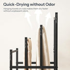 HOOBRO 4-Tier Free Standing Towel Rack for Bathroom, Blanket Rack Stand, 23.6" L x 15.9" W x 40.7" H, Freestanding Quilt Stand, Blanket Display Holder for Bedroom, Industrial Style, Black BK07LB01
