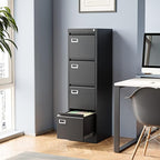 4 Drawer File Cabinet, Filing Cabinets for Home Office, Metal Vertical File Storage Cabinet with Lock, Locking File Cabinet for A4 Legal/Letter, 15" W x 17.7" D x 50.1" H, Assembly Required
