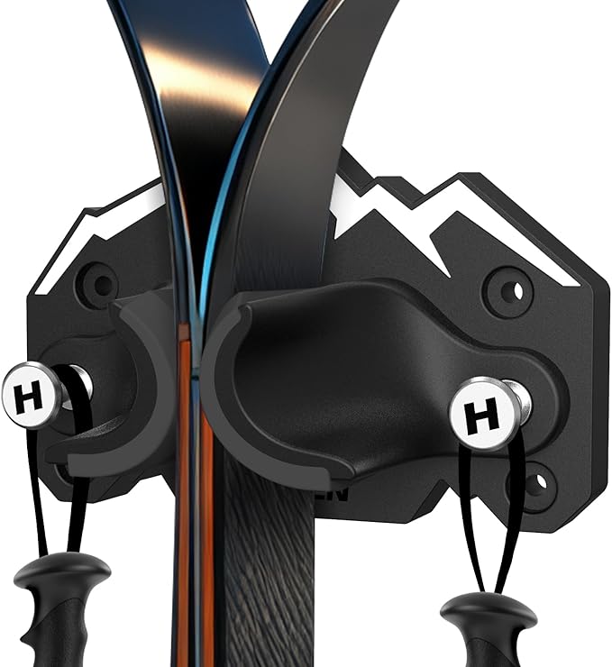 Hikeen Ski & Snowboard Wall Mount,Fits Any Ski or Snowboard, Ski Wall Rack Non-Slip Storage for Garage Organization,Space-Saving Winter Gear Organizer,1 Pack