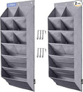 FENTEC 2 Pack Over the Door Shoe Organizer, Hanging Shoe Organizer, 6-Tier Large Deep Pockets Door Shoe Rack with 3 Hooks Shoe Organizer for Shoes, Sneakers, and Home Accessories, Grey