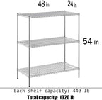 24" Deep x 48" Wide x 54" Height Wire Shelving Kit | 3-Tier | NSF Commercial Storage Rack Unit
