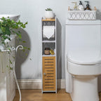 Toilet Paper Holder Stand: Bathroom Stand with Toilet Paper Holder Insert,Slim Storage Cabinet for Small Space