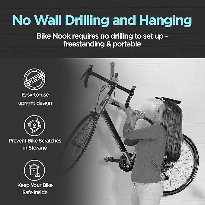 Bike Nook Pro Stand & Vertical Storage Rack - 4 Pack with connectors - The Original Vertical Bicycle Floor Stand for Garage Storage and Indoor and Outdoor use, No Drilling Required