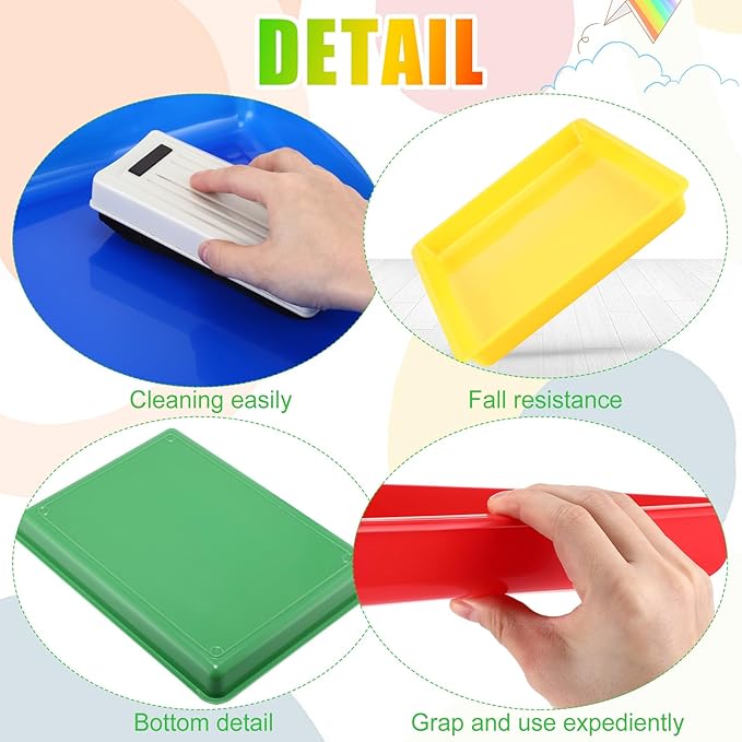 Hoteam 10 Pcs Flat Storage Organizer Tray Bin Letter Size Paper Tray for Classroom Plastic Stackable File Organizer for School Office Teacher Book Organization(Bright Color,16.14 x 11.81 x 1.38 Inch)