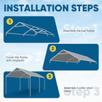 Quictent 10x20 ft Heavy Duty Carport Canopy Galvanized Car Tent Outdoor Garage Boat Shelter with Reinforced Structure, No Sidewall - Gray
