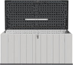 Aoxun 5x2 FT Outdoor Storage Shed, 160 Gallon Waterproof Outdoor Storage Resin Deck Box, Lockable Outside Storage Shed Container for Patio Furniure,Garden,Tools, White