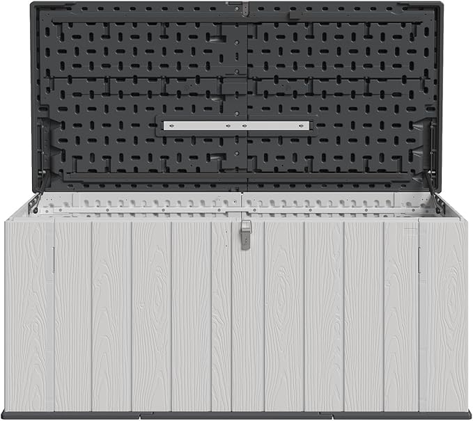 Aoxun 5x2 FT Outdoor Storage Shed, 160 Gallon Waterproof Outdoor Storage Resin Deck Box, Lockable Outside Storage Shed Container for Patio Furniure,Garden,Tools, White