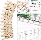 400 Pcs 1 Inch Mini Clothespins for Photos, Natural Wooden Small Clothes Pins with 66 FT Jute Twine, Tiny Decorative Clips for Crafts, Baby Shower, Weddings, Cocktails & Home Decor
