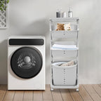 4 Tier Laundry Sorter Vertical Laundry Basket Holder Divided Dirty Clothes Laundry Hamper for Laundry Room, Bedroom, Bathroom (Grey)