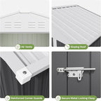 Devoko 6 x 4 FT Metal Storage Shed with Floor Frame Waterproof Garden Tool Shed with Lockable Door, Outdoor Shed Storage House for Backyard Patio Lawn, Grey