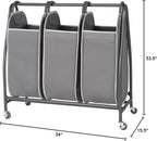 Neatfreak Triple Laundry Hamper Sorter - Rolling Laundry Cart With Wheels & 3 x removable Dirty Clothes Hamper Totes With EVERFRESH Tech For Towels, Blankets & Bathroom Organization