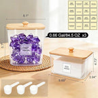 4 Pack Laundry Pods Container and Dryer Sheet Holder with Bamboo Lids, Laundry Room Organization Set with Labels and Scoops for Detergent Powder, Scent Booster Beads, 2600 +2000ml/0.53+0.7gal