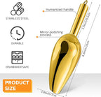Zhehao 8 Pcs Metal Ice Scoop 6 oz Stainless Steel Ice Scooper for Ice Maker Kitchen Freezer Bar Wedding Party Small Scoops for Pet Animal Dog Food Candy Scoop Beach Shovel (Gold)