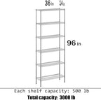 14" Deep x 36" Wide x 96" Height Wire Shelving Kit | 6-Tier | NSF Commercial Storage Rack Unit