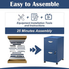 2 Drawer File Cabinet with Lock,Blue Rolling File Cabinet for Home Office,Printer Stand, Metal Small Mobile Filing Cabinets on Wheels for Hanging Letter