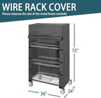 Waterproof Shelving Cover for 36" x 24" x 72" Wire Racks | Heavy-Duty Storage Shelf Cover with Nylon & Hook-and-Loop Closure | Black (No Shelves)