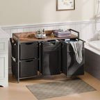 Laundry Sorter with 4 Section, 150L Laundry Hamper with Wheels, Laundry Basket with Small Side Pockets and Pull-Out Removable Liners,for Laundry Room Bedroom Bathroom