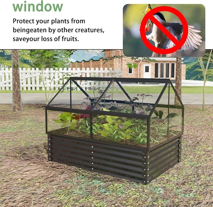 Heavy-Duty Outdoor Garden Shed with Aluminum Alloy Frame, Hinged Door, and Stable Foundation for Secure Storage (Large Raised Flower Bed and Greenhouse Sets)