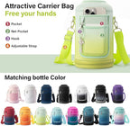 Insulated Water Bottle | Thickened Stainless Steel Vacuum Metal | Portable Sports Half Gallon Large Water Jug for Gym and Hiking with Straw, Carrier Bag, Handle Strap | BPA-Free 64 oz