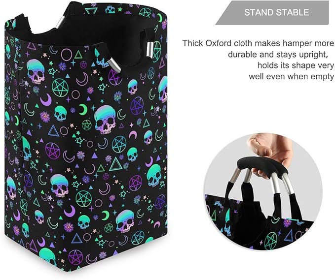 Magic Skull Laundry Basket for College Dorm,50L Collapsible Portable Laundry Hamper Storage Basket for Toys Clothes Organizer