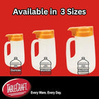 TableCraft PP64X Option Dispenser, 64 oz., 5-3/4" x 6-3/4" x 9", Graduated Markings, Dishwasher Safe, clarified Polypropylene, Plastic lid, Orange, BPA Free, Made in USA