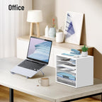 5-Tier Wood Desk Organizer, Paper Tray Organizer for Desk with Adjustable Storage Shelves, Desktop File Organization Paper Sorter Mail Holder for Office Home Classroom, White