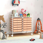 GOFLAME 12-Drawer Rolling Storage Cart, Multifunctional Art Craft Organizer Cart, Mobile Utility Storage Cart with Removable Drawers & Lockable Wheels, Craft Cart for Home Office School, Peach Fuzz