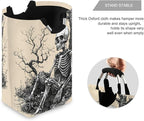 Gothic Skeleton Laundry Basket for College Dorm,50L Collapsible Portable Laundry Hamper Storage Basket for Toys Clothes Organizer