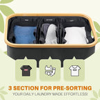 Laundry Hamper with Lid, 160L Dirty Clothes Hamper for Laundry Basket 3 Section, Extra Large Laundry Sorter Hamper 3 Compartment with Removable Inner Bags & Labels, Dark Grey